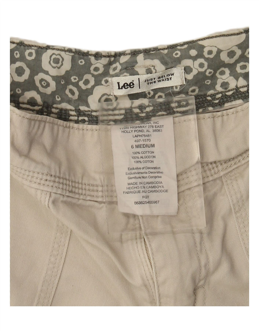 LEE Cargo Shorts til kvinder US 6 Medium W28 Beige Bomuld
