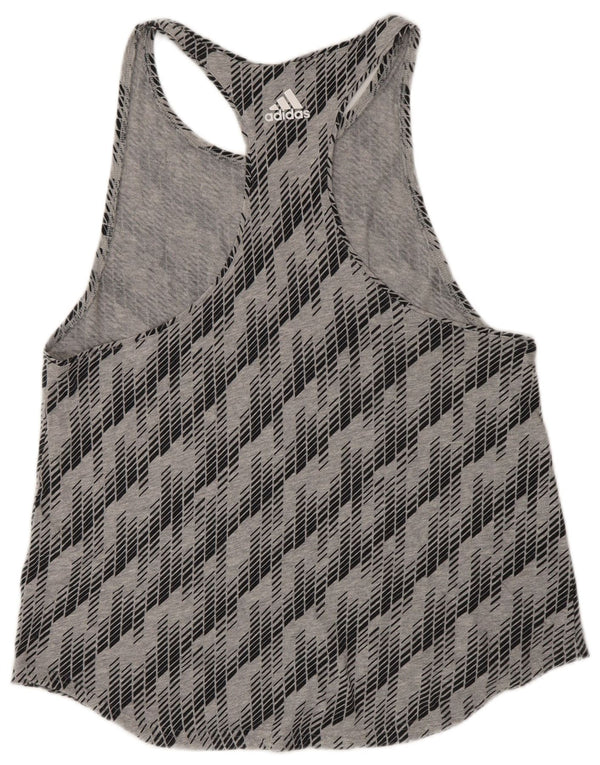 Adidas Dame Grafisk Vest Top UK 12 Medium Grå Geometrisk
