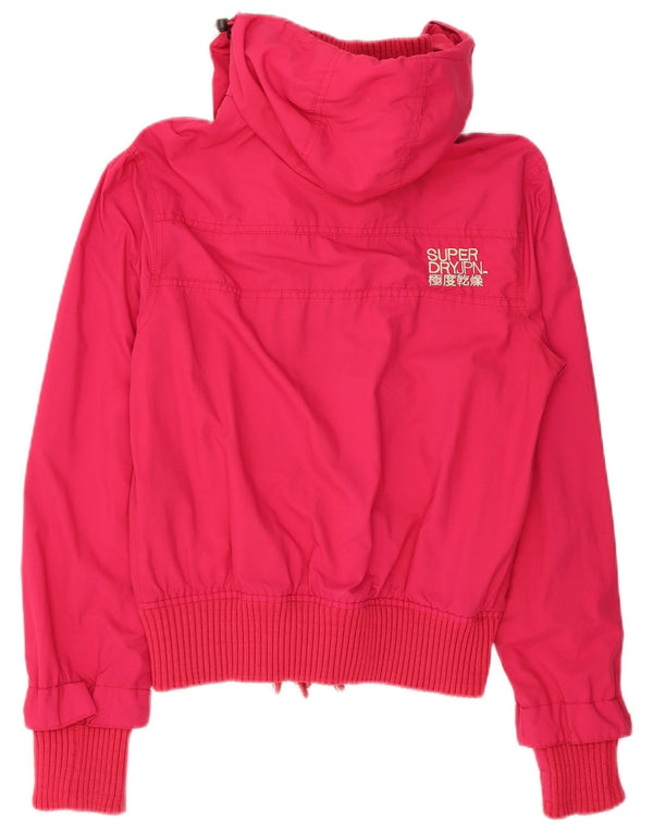Superdry Dame grafisk hætte vindjakke UK 16 Large Pink Nylon