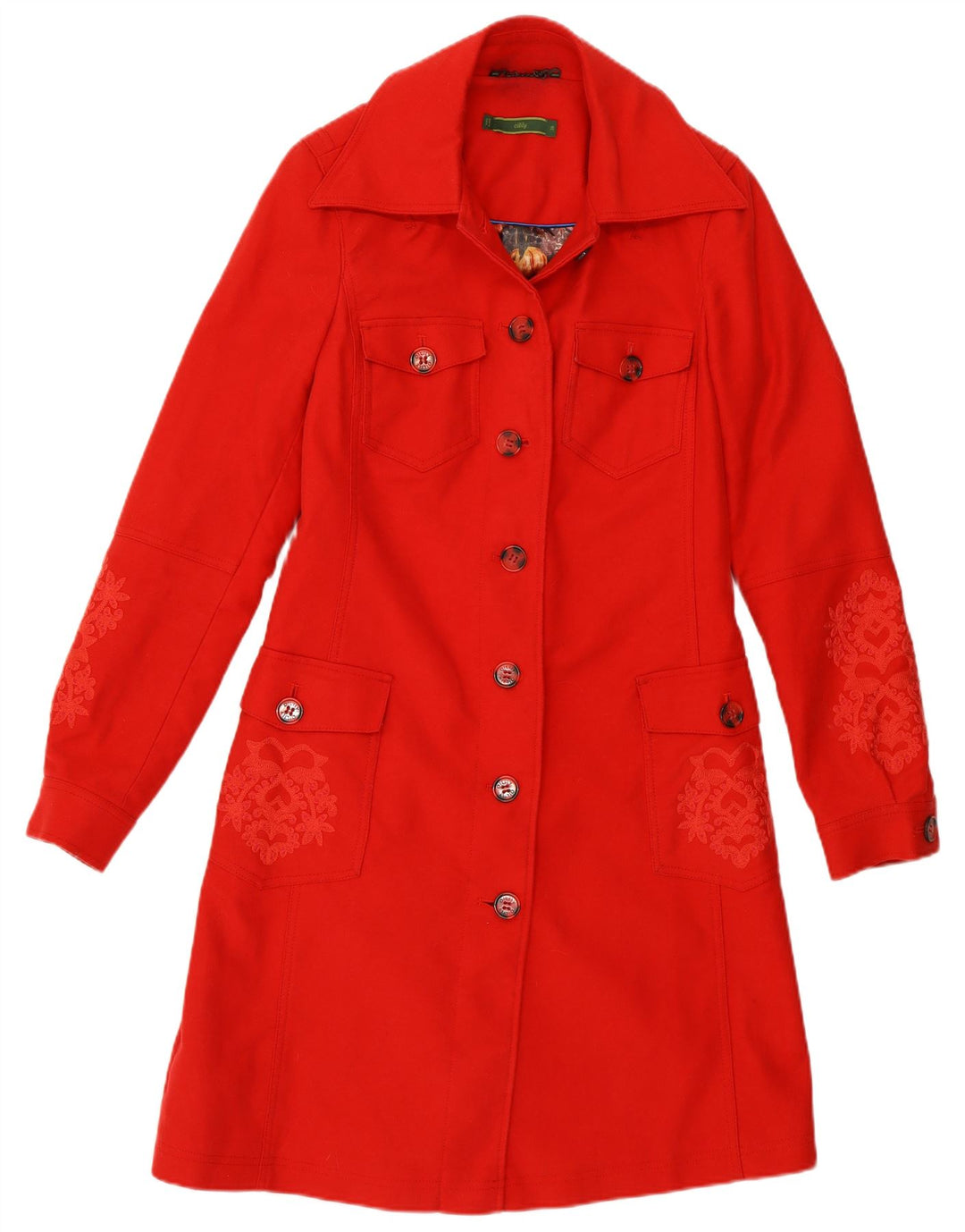 Oilily Damemønstret Regular Fit Overfrakke EU 36 Small Red Paisley Cotton
