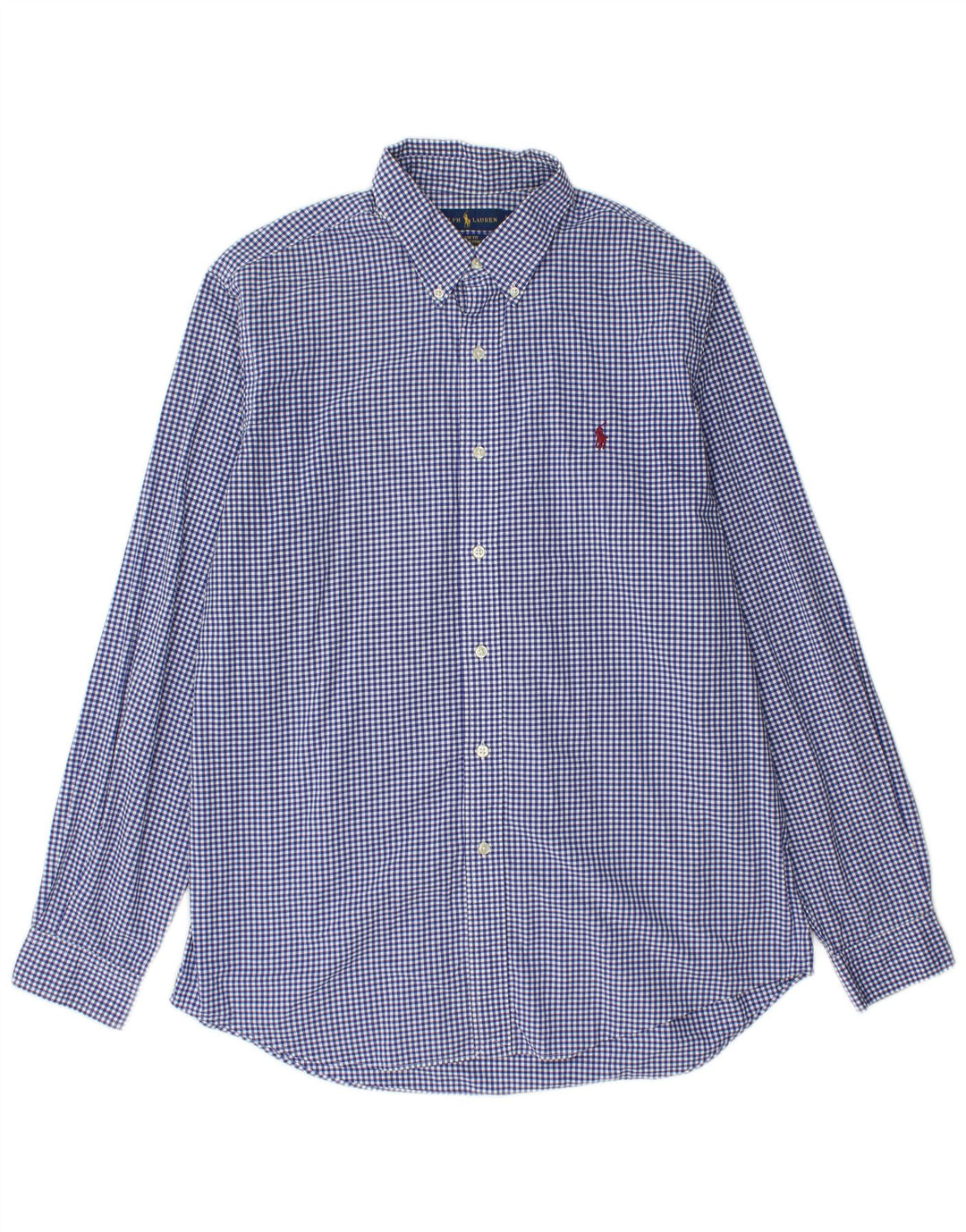 RALPH LAUREN Herre Classic Fit Skjorte Large Blue Gingham Cotton