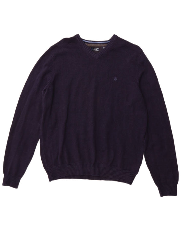 IZOD Herre V-hals sweater Stor marineblå bomuld