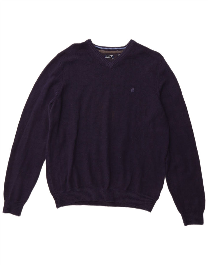 IZOD Herre V-hals sweater Stor marineblå bomuld