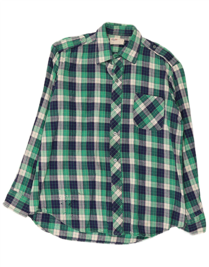 VINTAGE Mens Military Flannel Shirt Size 39 Medium Multicoloured Check