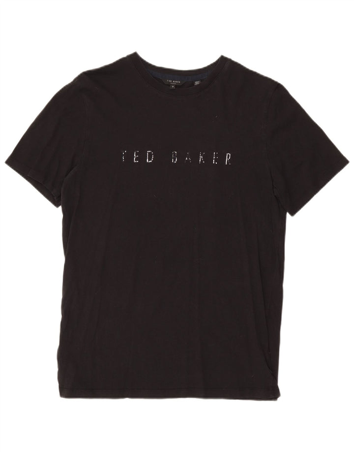 Ted Baker Herre grafisk T-shirt Top Størrelse 3 Medium Sort