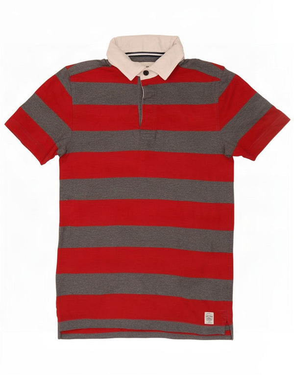Fat Face Herre Rugby Polo Shirt XS Rødstribet bomuld