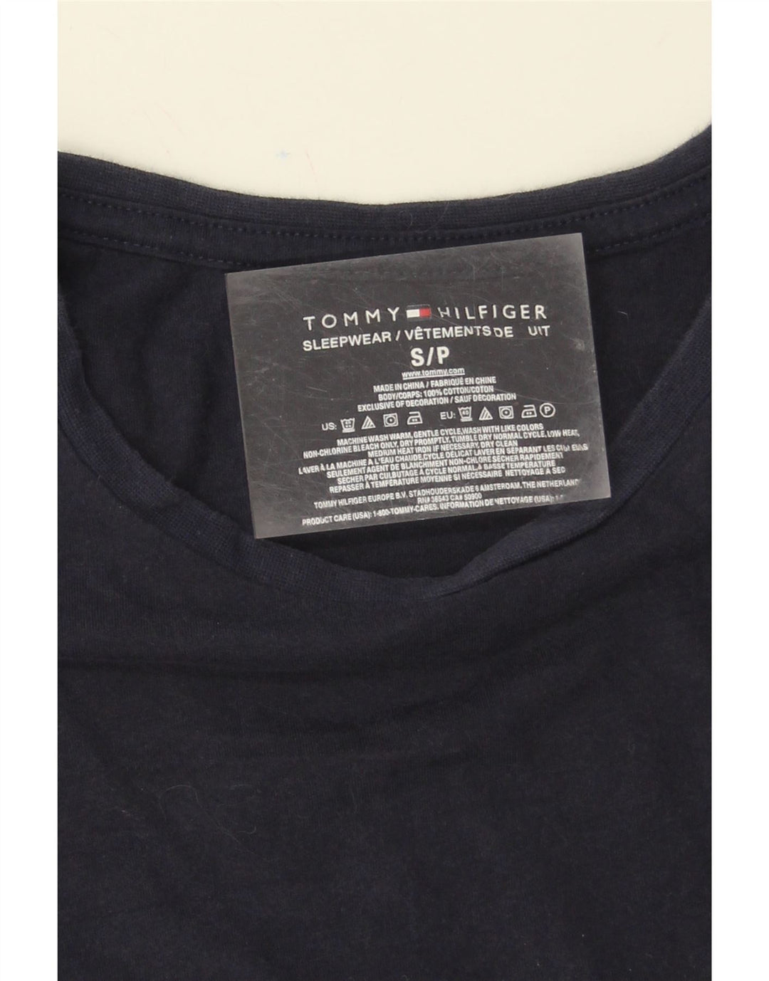 TOMMY HILFIGER Mens T-Shirt Top Small Navy Blue Cotton Vintage Tommy Hilfiger and Second-Hand Tommy Hilfiger from Messina Hembry 
