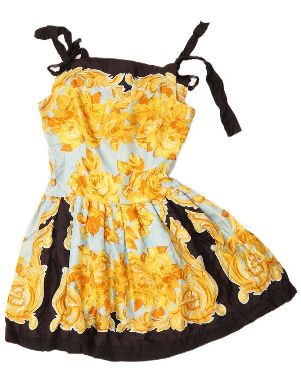 Vintage Womens Mini Swing Dress UK 18 XL Multicoloured Floral Retro