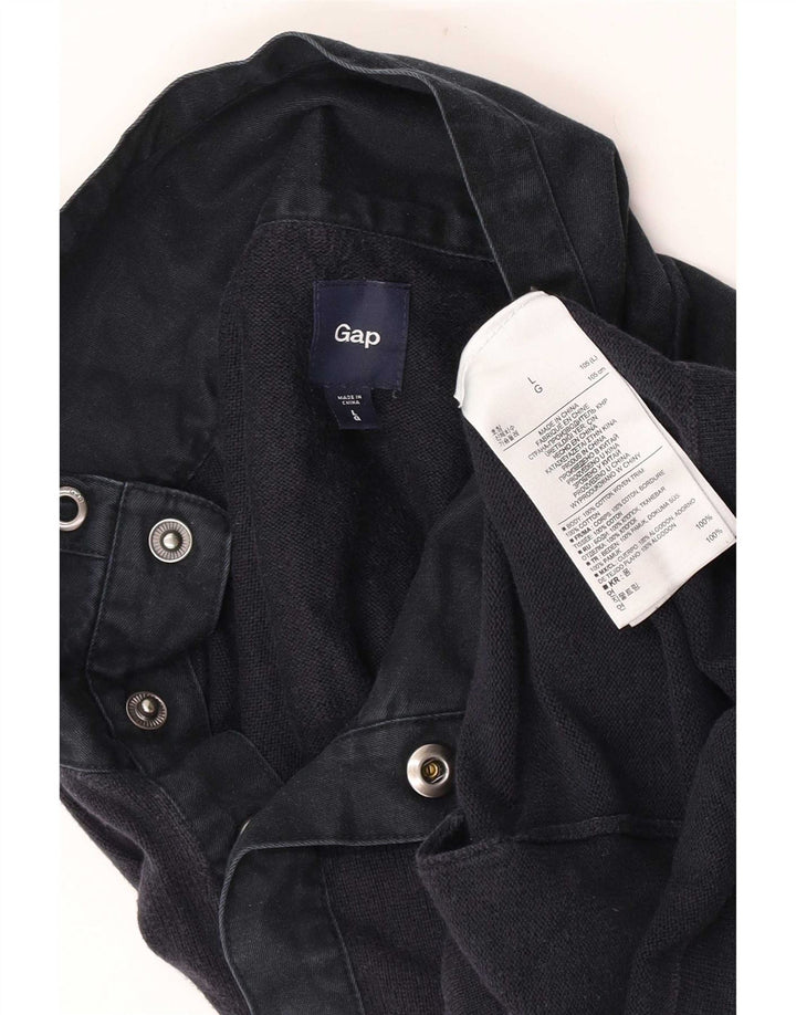 Gap Herre Button Neck Sweatshirt Jumper Large Navy Blue Bomuld