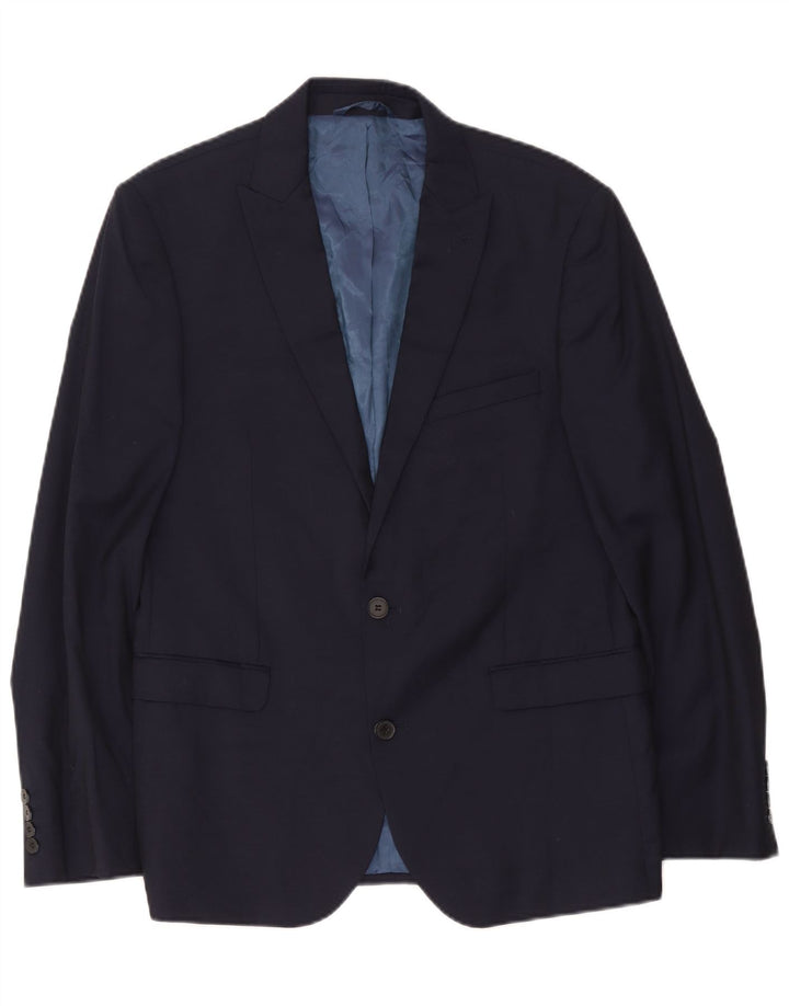 Dkny Herre 2 Knaps Blazer Jakke IT 52 XL Marineblå Uld
