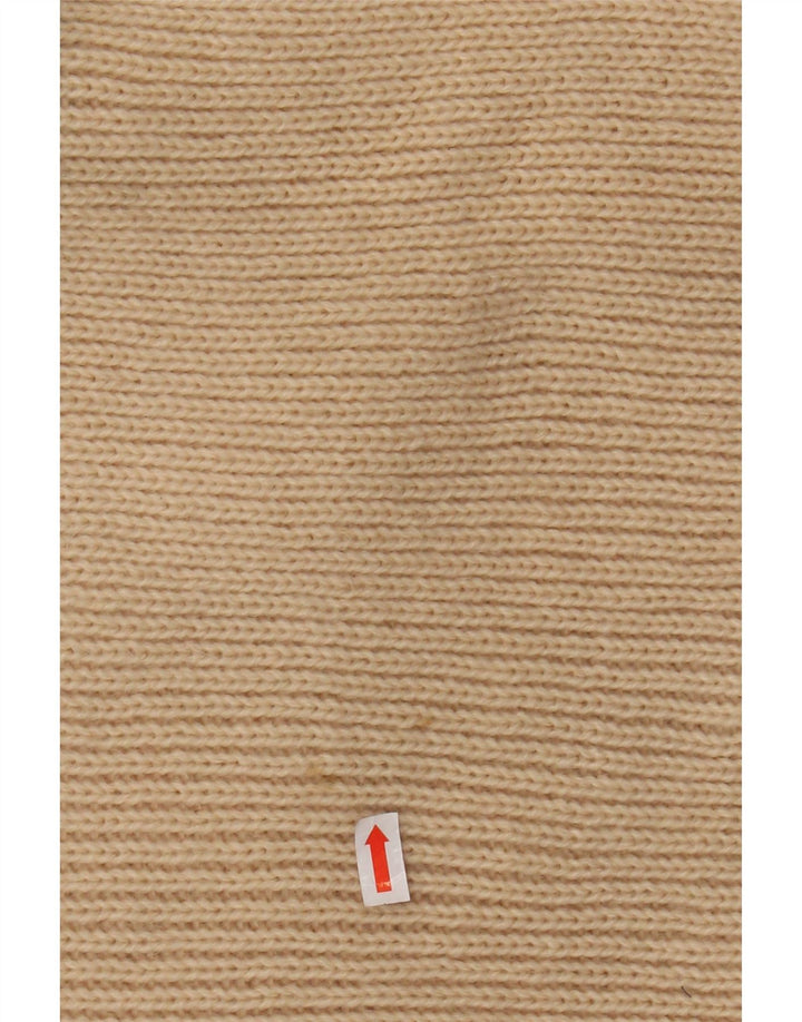 VINTAGE Dame Rullehals Sweater UK 12 Medium Beige Stribet Akryl