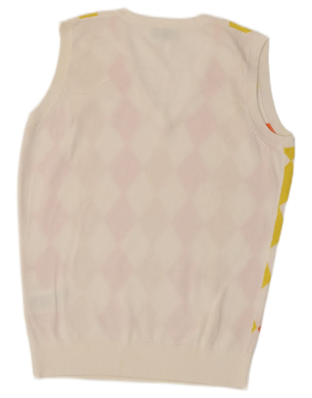 Pringle Dame Vest Tank Top UK 10 Small White Argyle/Diamond Bomuld