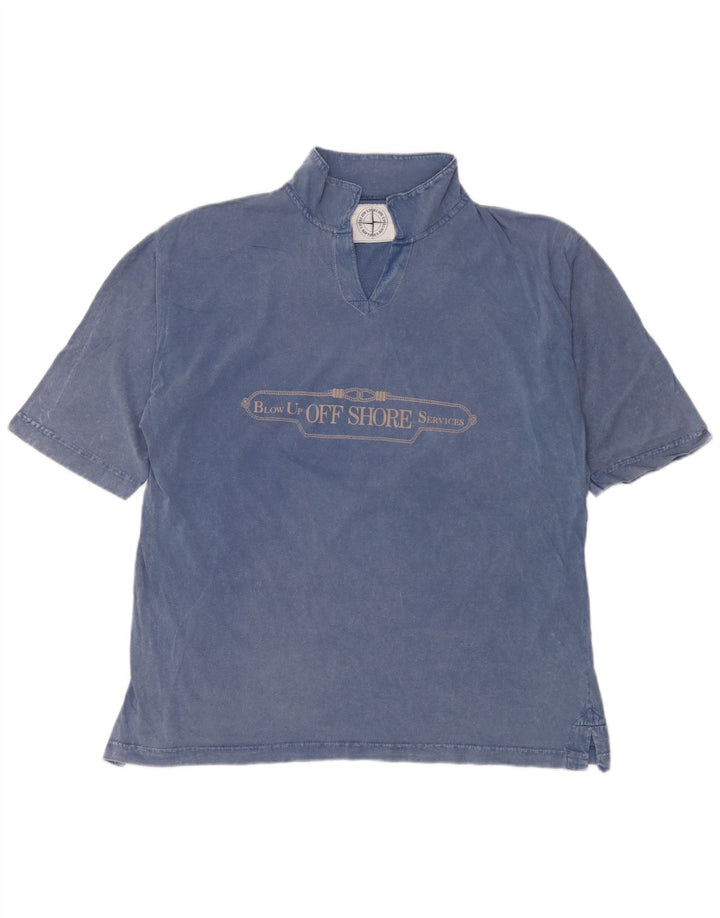 Vintage Herre grafisk T-shirt Top Stor Blå