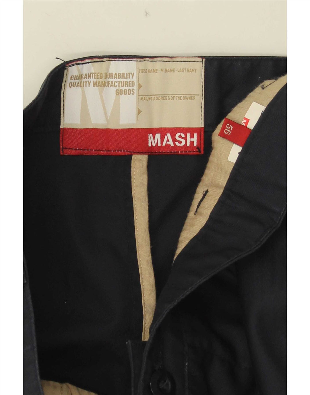 Mash Herre lige Chino-bukser W38 L30 Marineblå