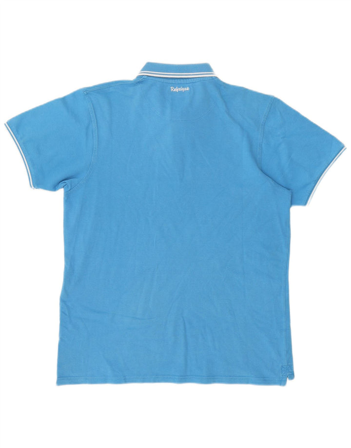 REFRIGUE Mens Polo Shirt Large Blue Cotton