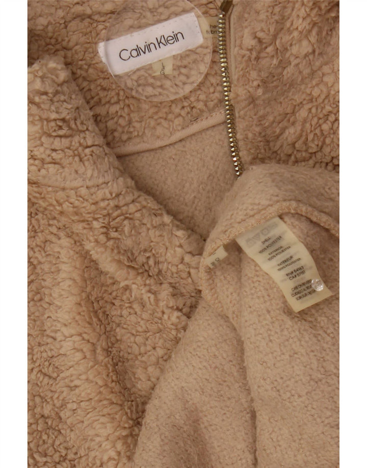 Calvin Klein Dame Fleece Gilet UK 16 Stor Beige Polyester