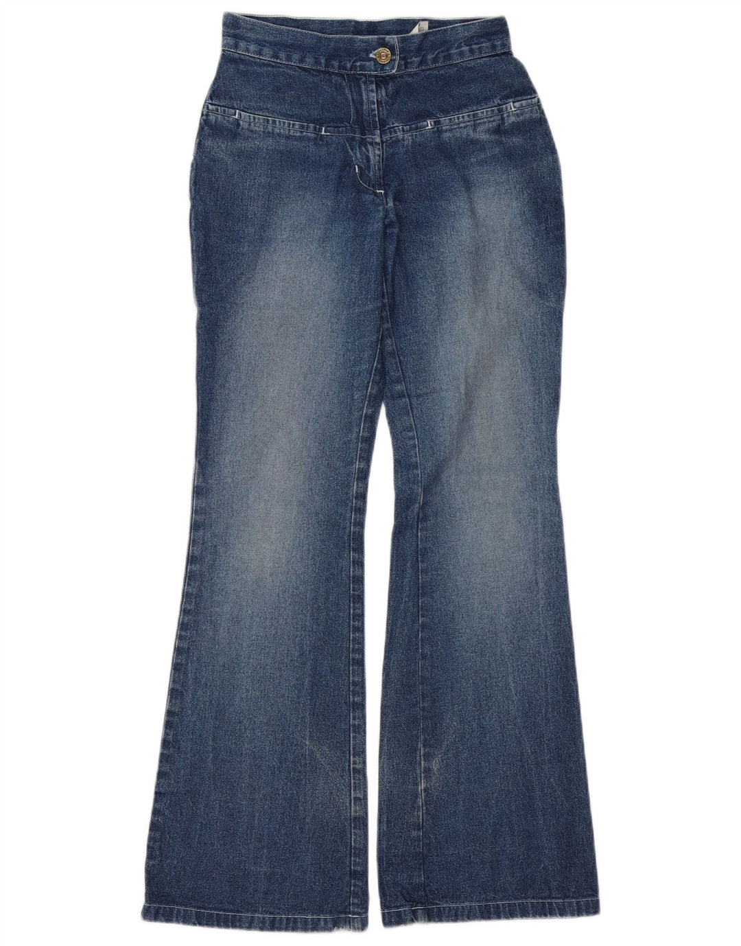 Vintage Dame Flared Jeans UK 8 Small W26 L31 Blue Cotton
