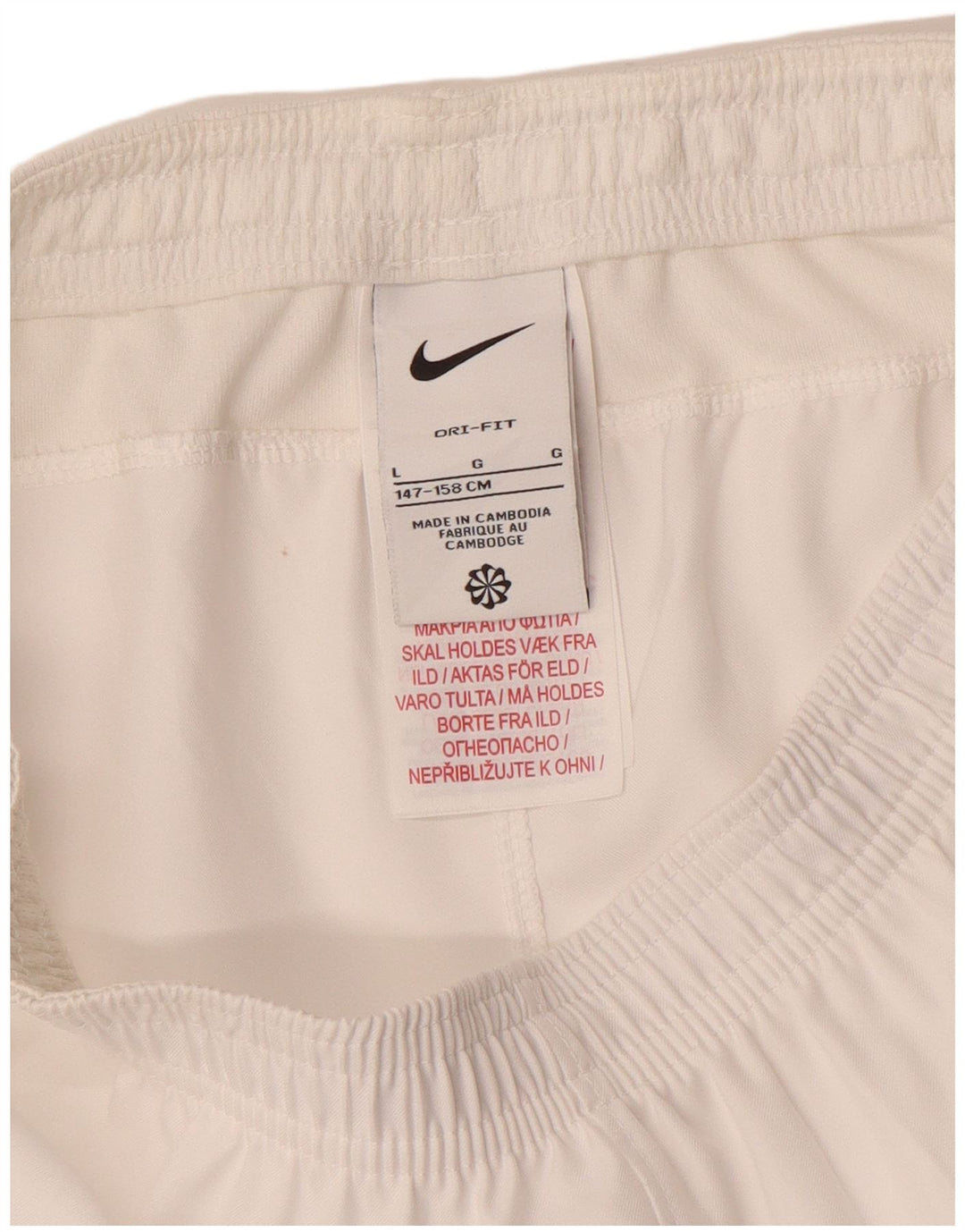 NIKE Drenge Dri Fit sportsshorts 12-13 år Stor hvid polyester