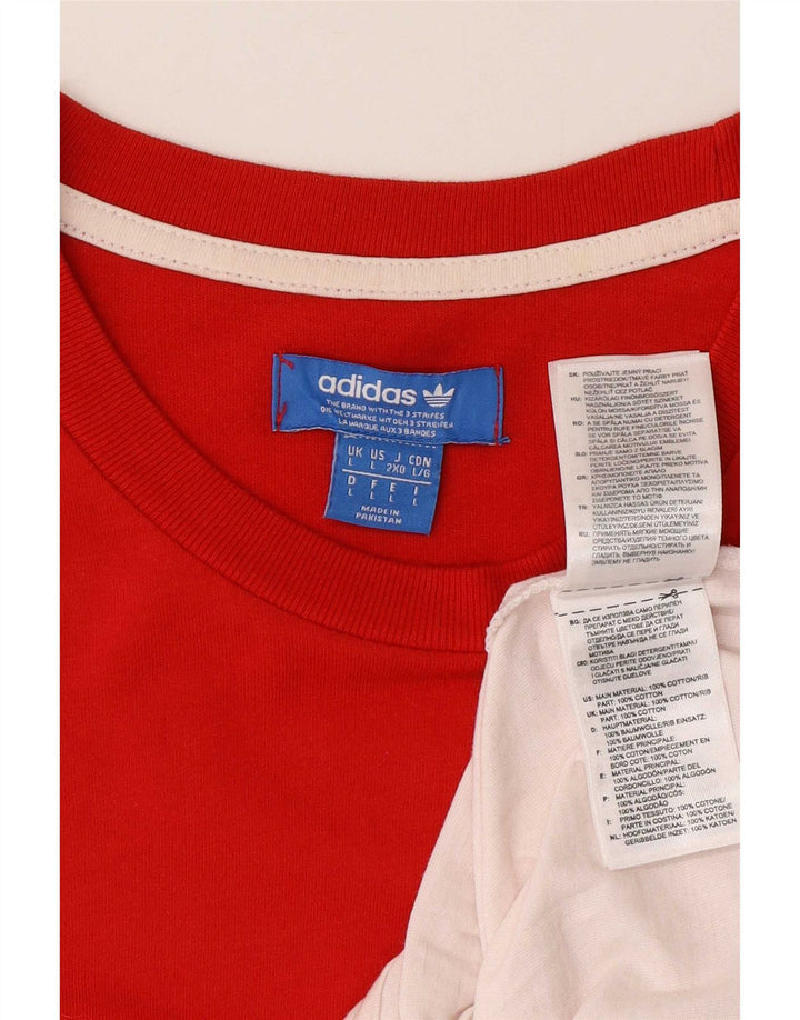 Adidas Herre T-Shirt Top Stor Rød Colourblock Bomuld