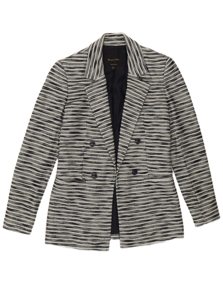 Massimo Dutti Dame Blazer Jakke EU 34 2XS Marineblå Flecked Bomuld