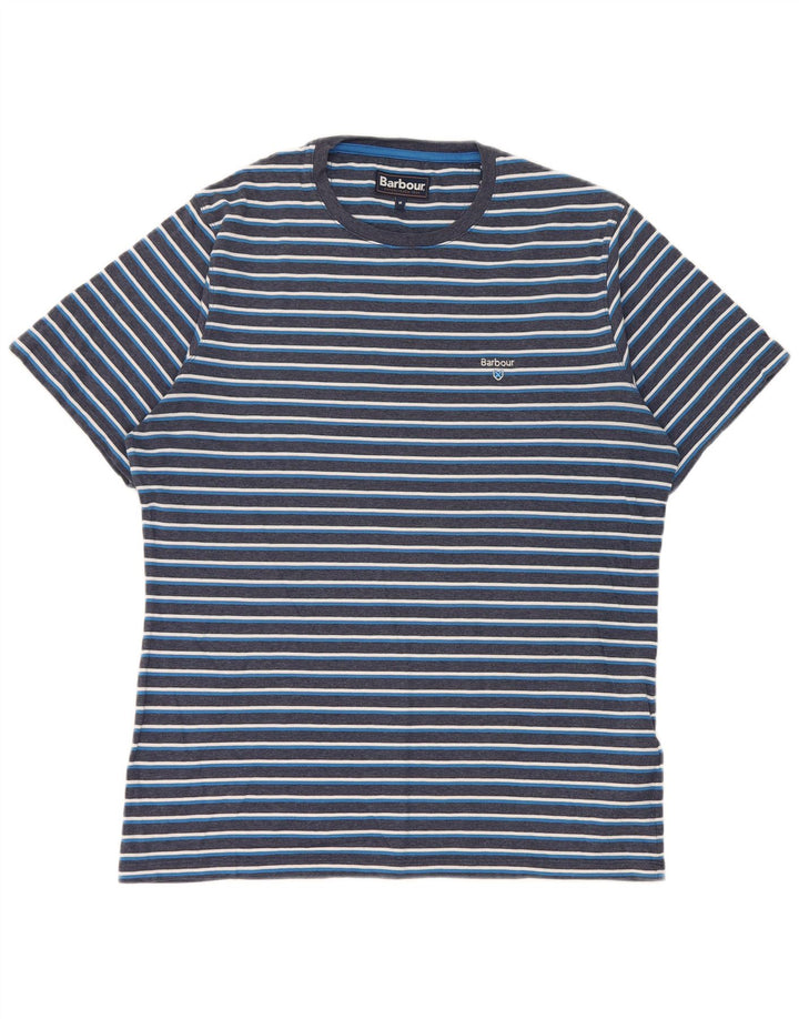 Barbour herre T-shirt top mellem marineblå stribet bomuld