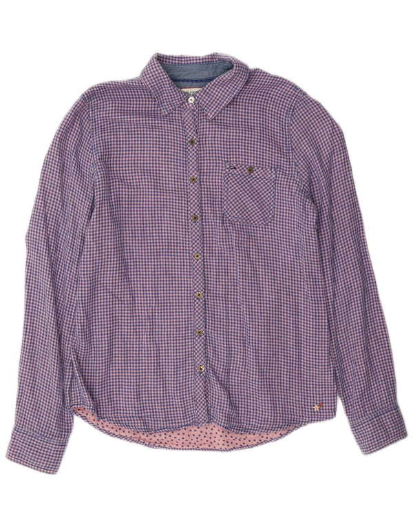 Tommy Hilfiger Dame Flanell Shirt UK 10 Small Blue Gingham Cotton