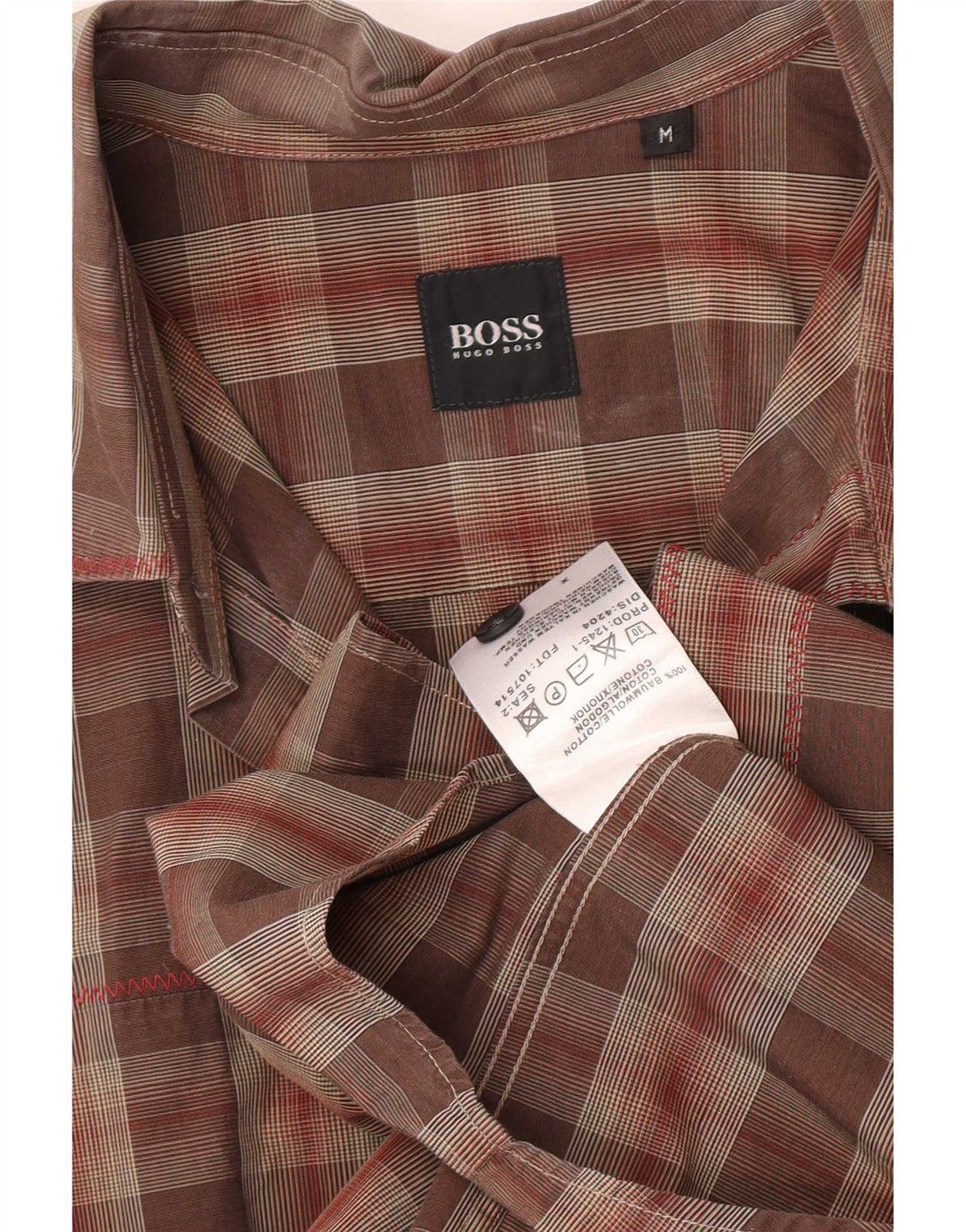 Hugo Boss herreskjorte medium brun ternet bomuld