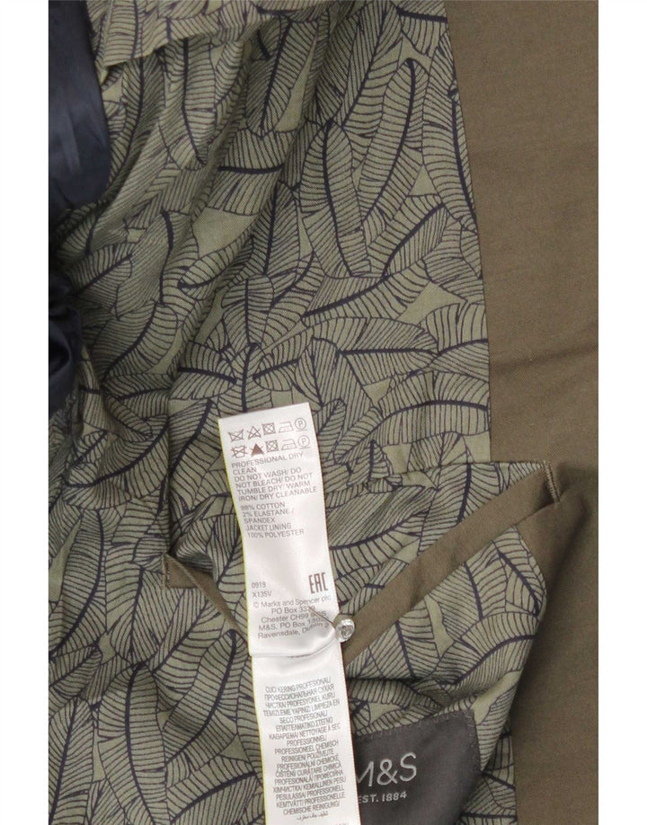 Marks & Spencer Herre lang 2-knaps blazerjakke UK 46 3XL Khaki Cotton
