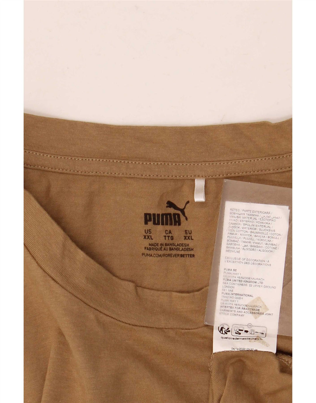 Puma Herre T-Shirt Top 2XL Beige Bomuld