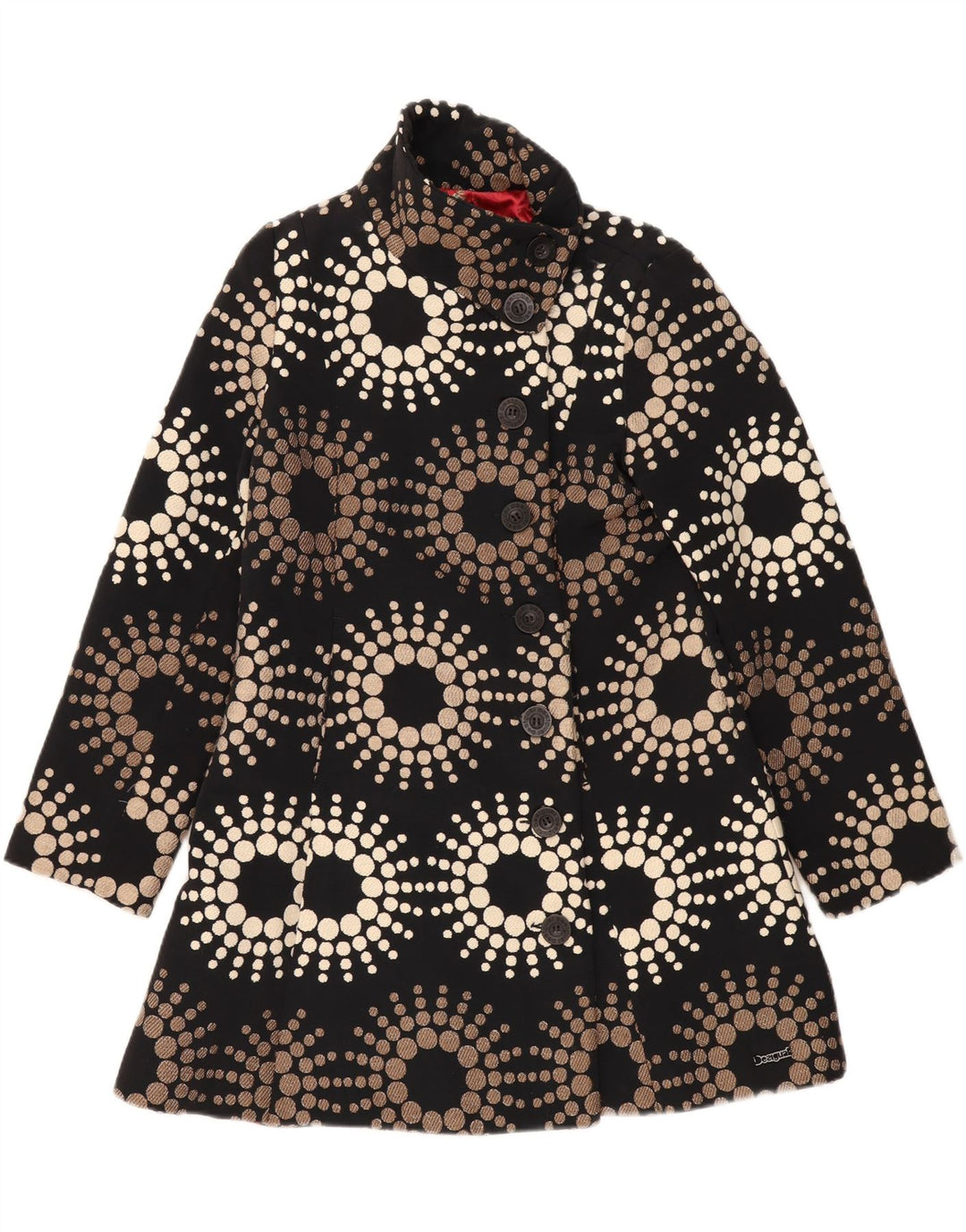 Desigual Dame Overfrakke EU 44 XL Sort Geometrisk Polyester