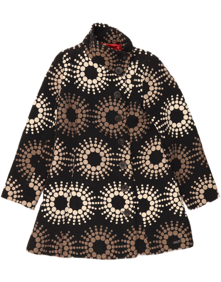 Desigual Dame Overfrakke EU 44 XL Sort Geometrisk Polyester