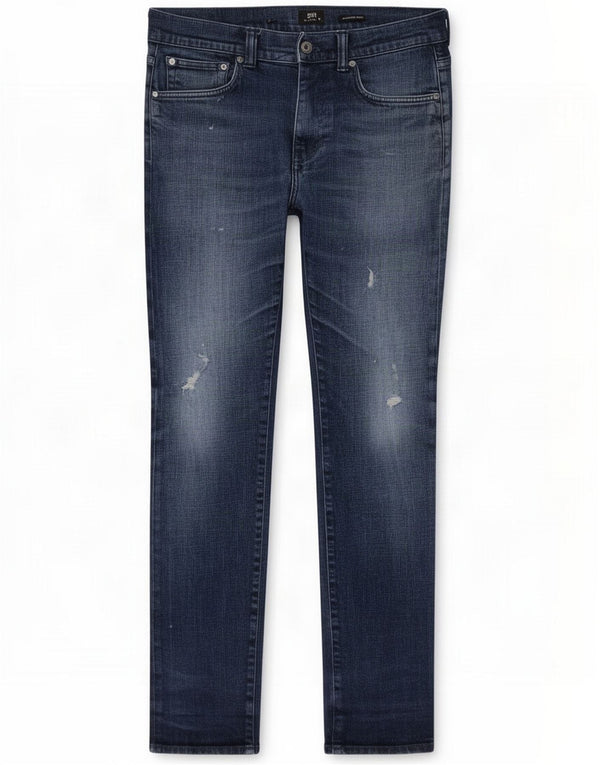 Edwin Herre Distressed Slim Tapered Jeans W34 L32 Blue Cotton