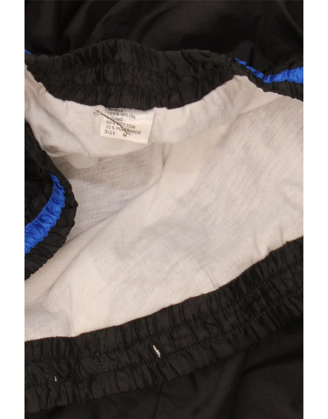 Vintage Mens Tracksuit Trousers Joggers Medium  Black Colourblock Nylon