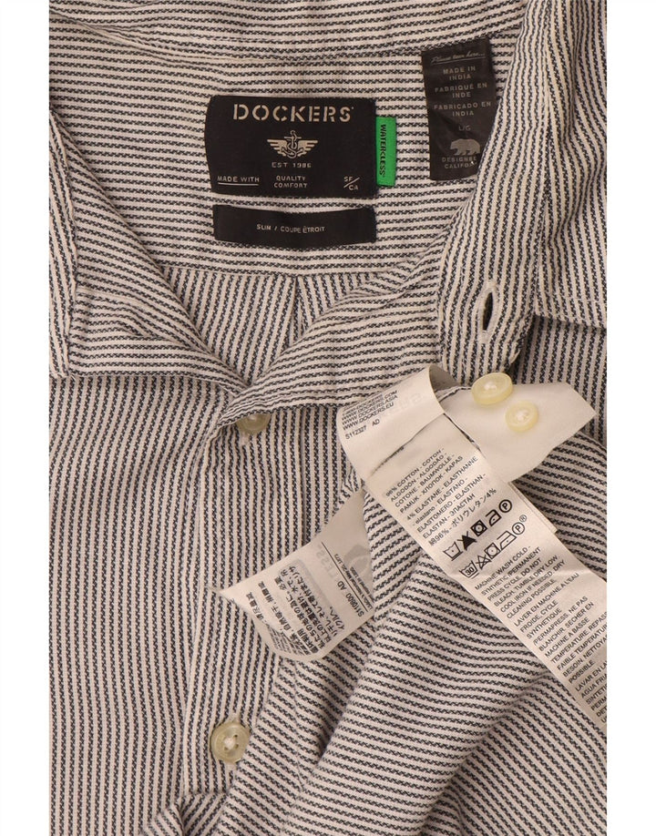 Dockers Slim Skjorte til mænd, stor grå nålestribet bomuld
