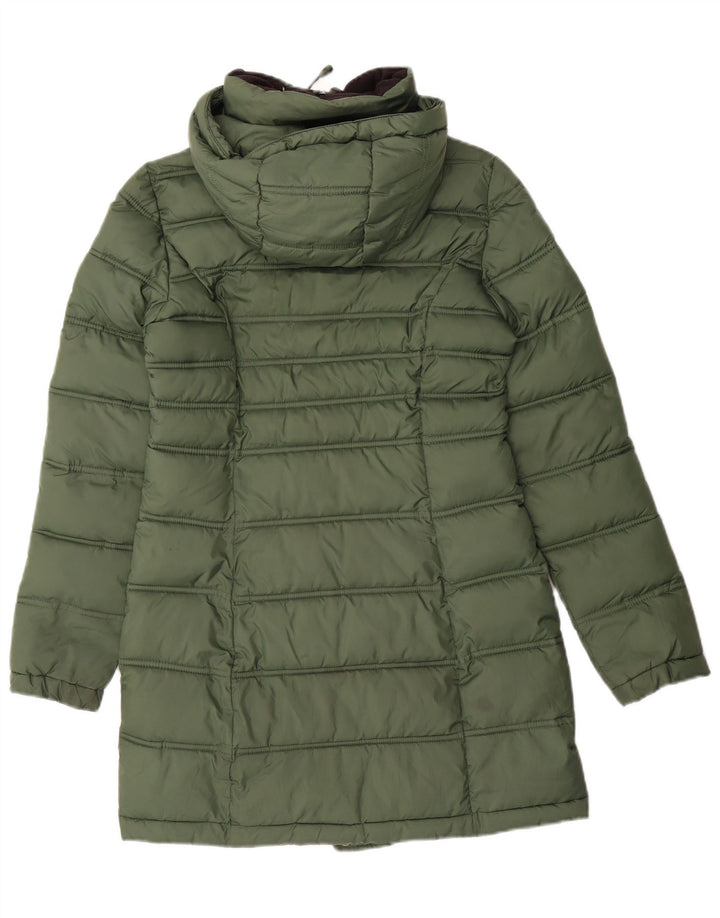Superdry Polstret frakke med hætte til kvinder UK 6 XS Grøn polyester