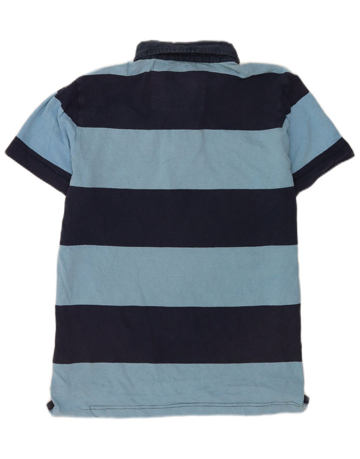 Besætningsbeklædning Herre grafisk poloshirt Medium blå stribet bomuld