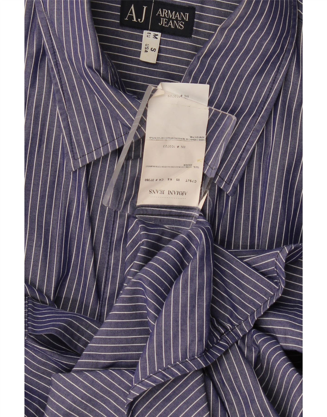 Armani Jeans Herre grafisk skjorte Medium marineblå nålestribet bomuld