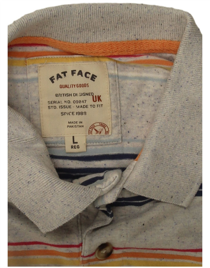 Fat Face Herre Polo Shirt Stor Grå Stribet Bomuld