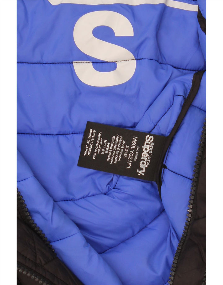 Superdry Polstret hættejakke til mænd UK 36 Lille sort nylon