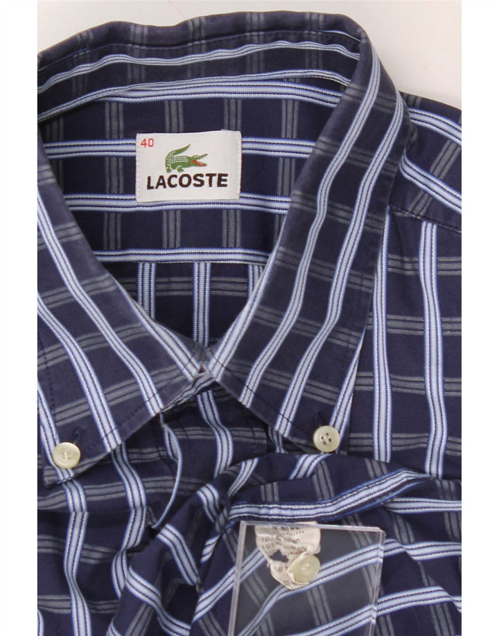 LACOSTE Mens Shirt Size 40 Medium Navy Blue Check Cotton Vintage Lacoste and Second-Hand Lacoste from Messina Hembry 