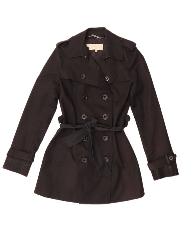 Hobbs Womens Trench Coat UK 8 Small Black Cotton