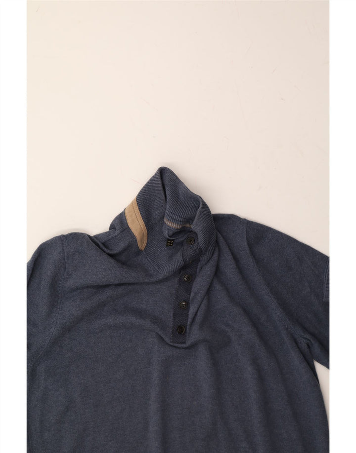 MASSIMO DUTTI Mens Button Neck Jumper Sweater Medium Navy Blue Vintage Massimo Dutti and Second-Hand Massimo Dutti from Messina Hembry 