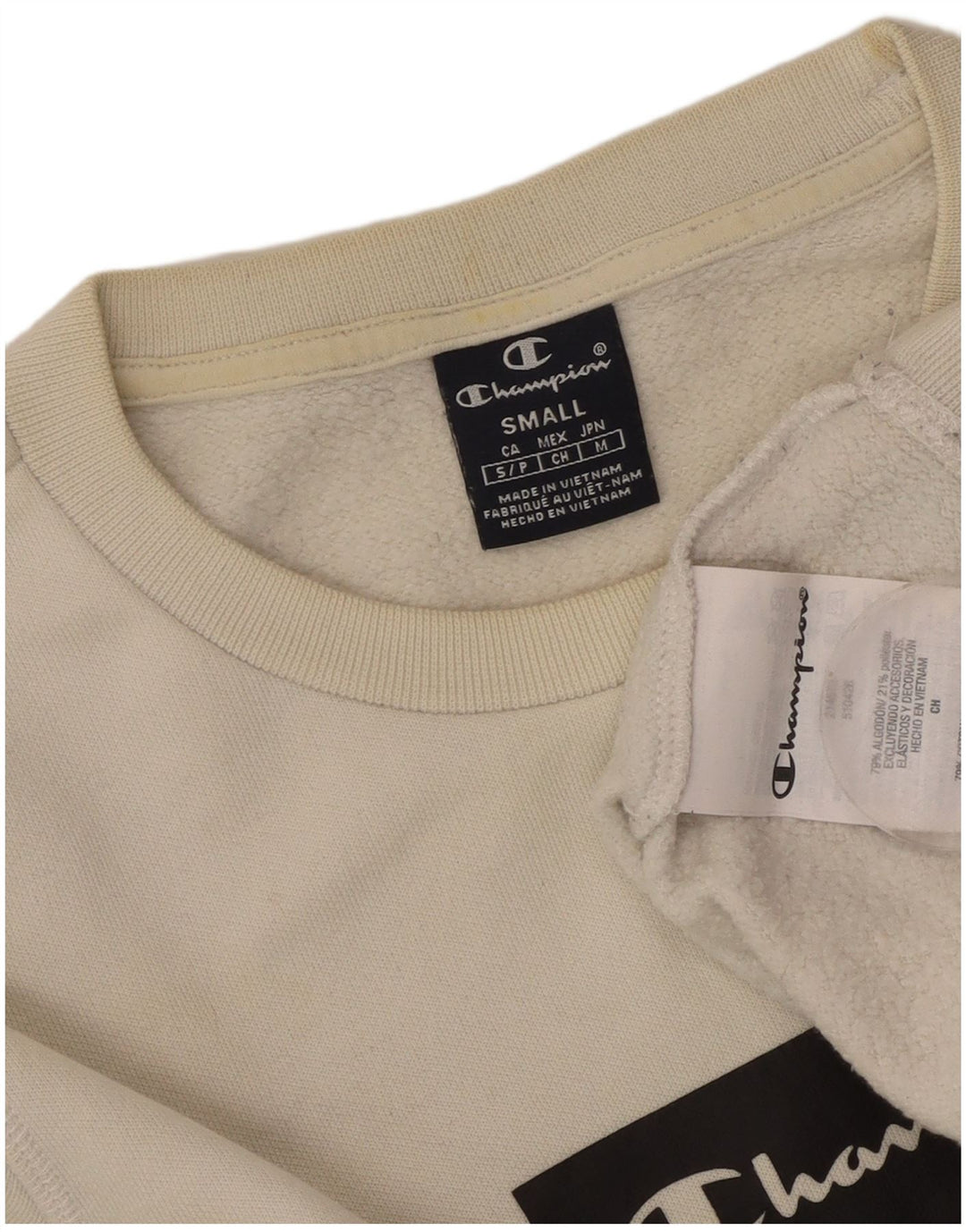 CHAMPION Grafisk sweatshirt til mænd, lille hvid bomuld