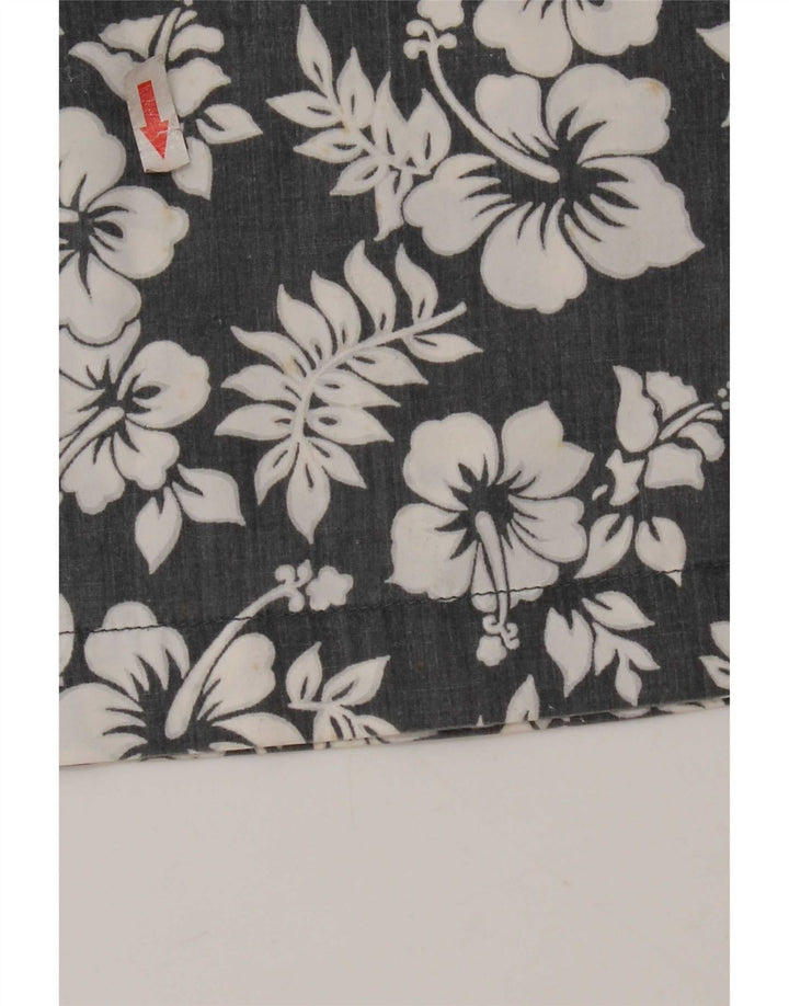 Kappa kortærmet herreskjorte stor grå blomsterpolyester