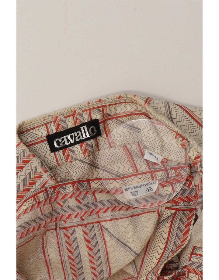 Cavallo Herreskjorte str. 41 Medium Beige Geometrisk Bomuld
