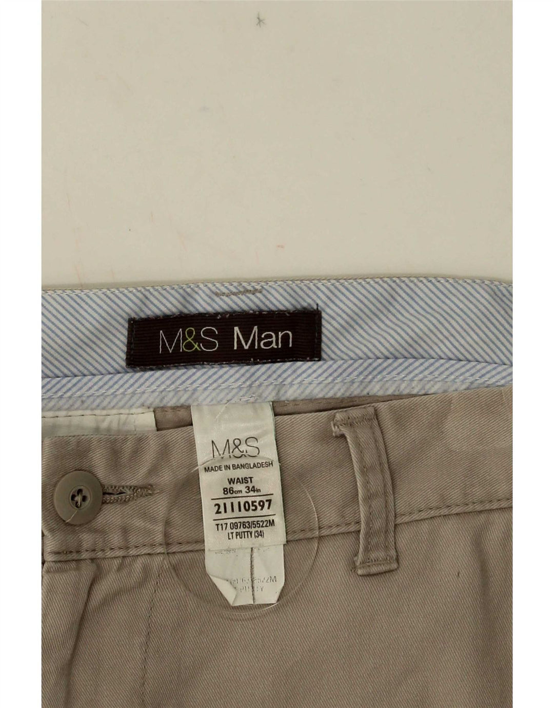 Marks & Spencer Herre Chino Shorts W34 Large Beige Bomuld
