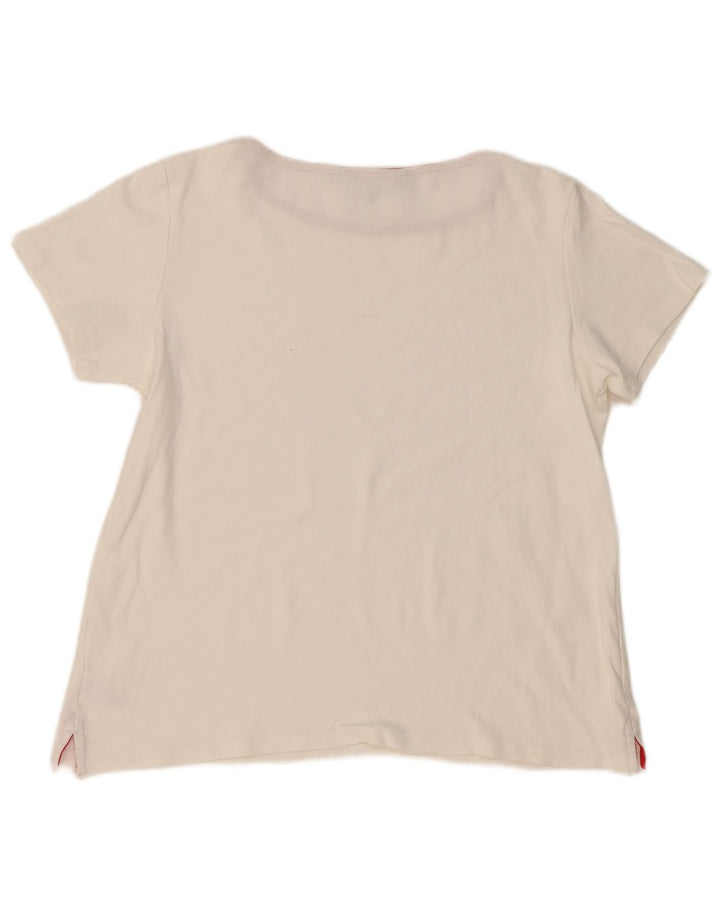 CREW CLOTHING Dame T-Shirt Top UK 12 Medium Hvid Bomuld