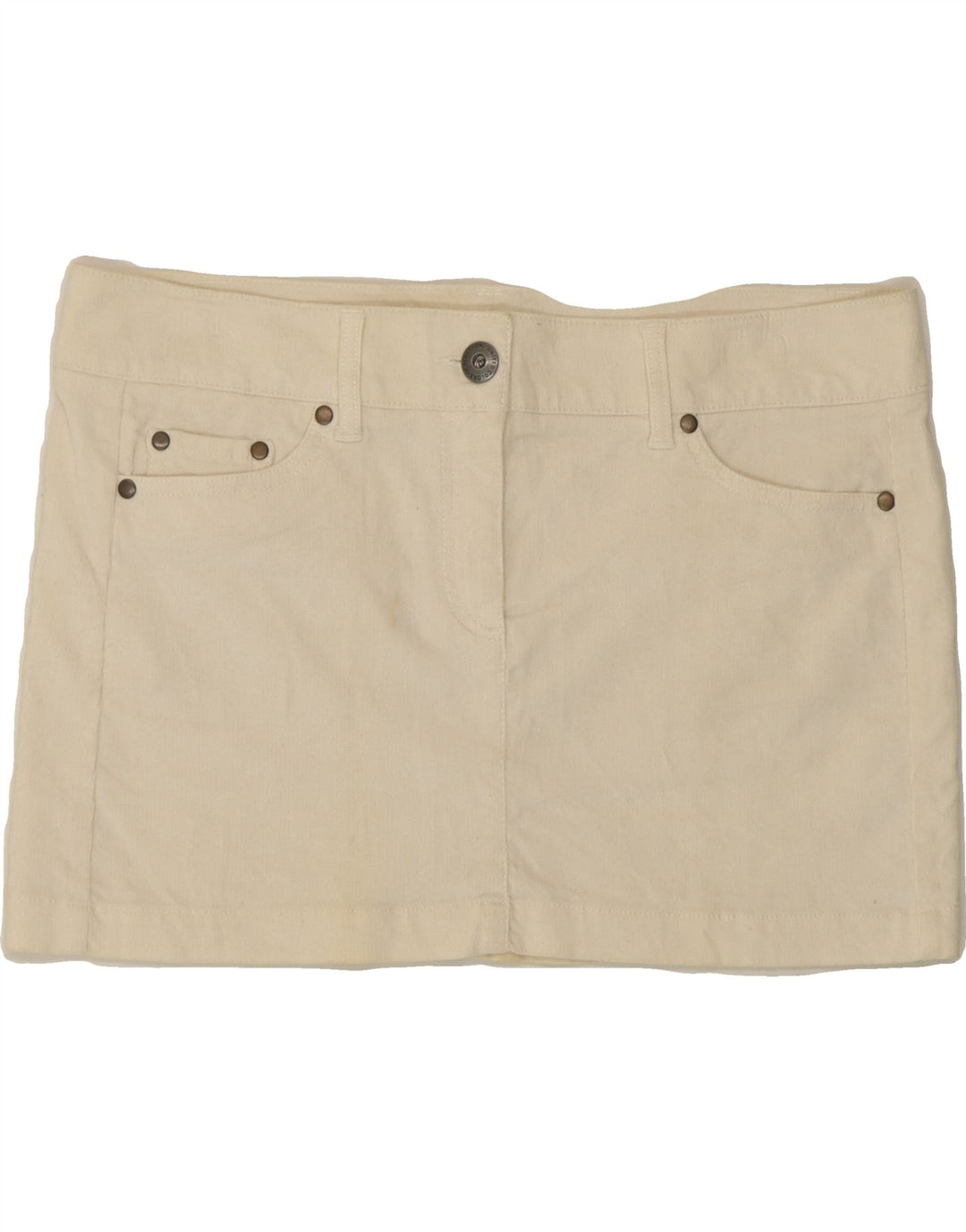BENETTON Womens Mini Corduroy Skirt  W36 XL  Off White Vintage Benetton and Second-Hand Benetton from Messina Hembry 