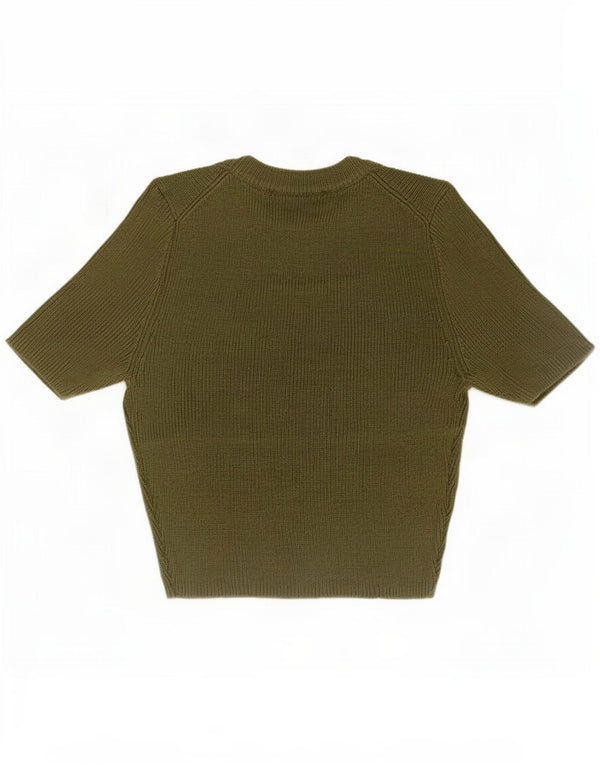 Zara Womens Crop T-Shirt Top UK 8 Small Green Polyester