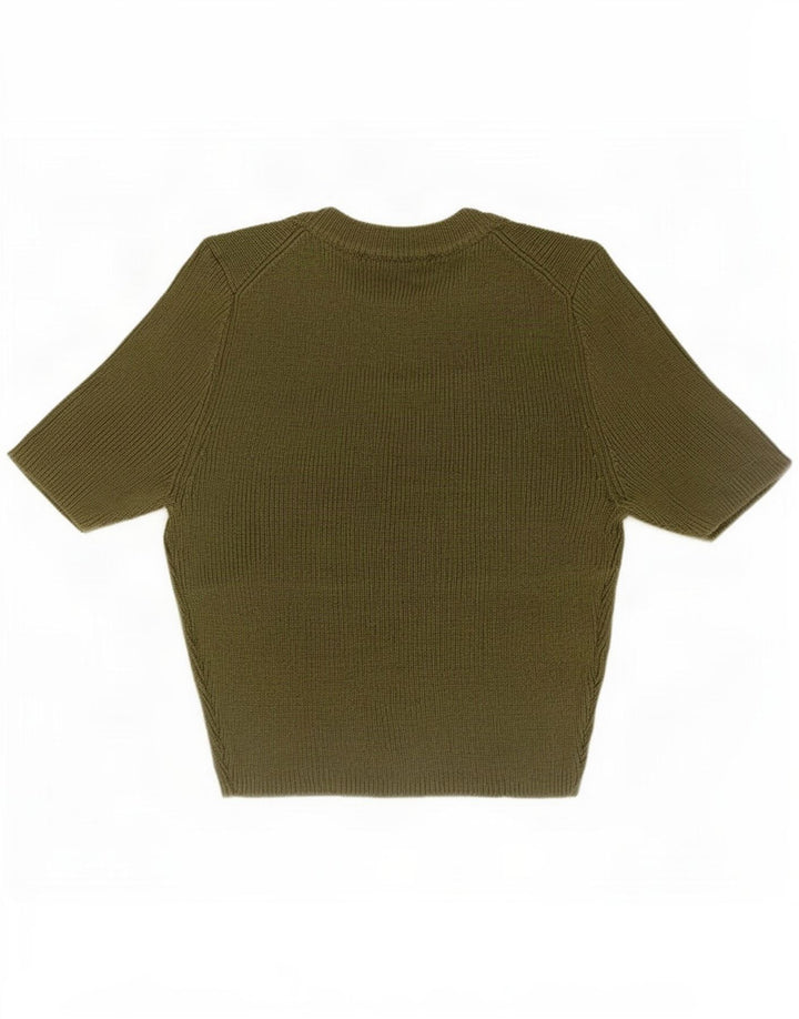 Zara Womens Crop T-Shirt Top UK 8 Small Green Polyester
